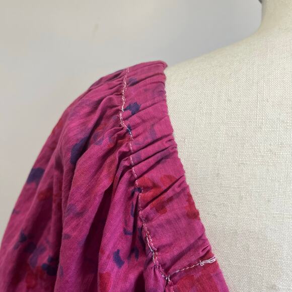 Abercrombie & Fitch 100% Cotton Babydoll Mini Dress Puff Sleeve Pink XL - Picture 6 of 7